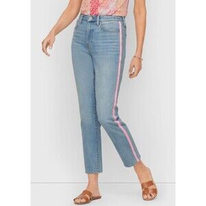 Talbots Plus Size Modern Ankle Jeans Size 20W Pink Stripe